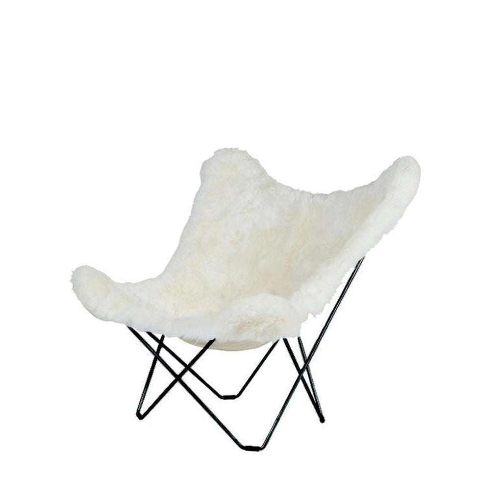 Cuero Iceland Mariposa Butterfly Chair, Shorn White/Black