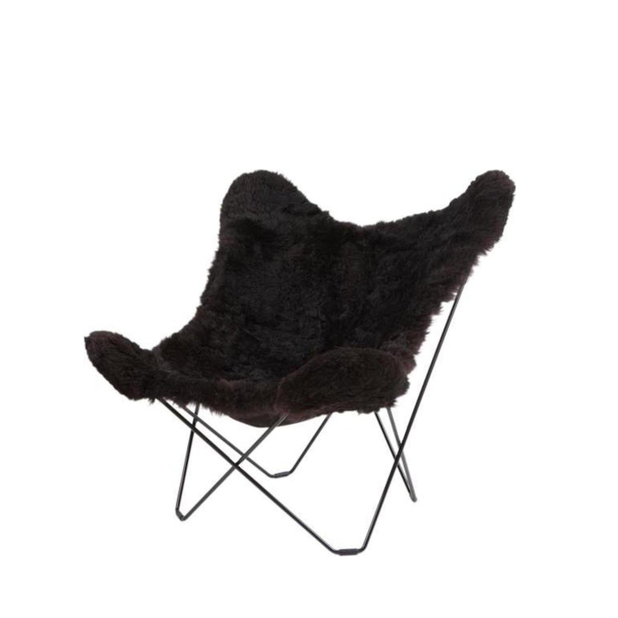 Cuero Iceland Mariposa Butterfly Chair, Shorn Black/Black