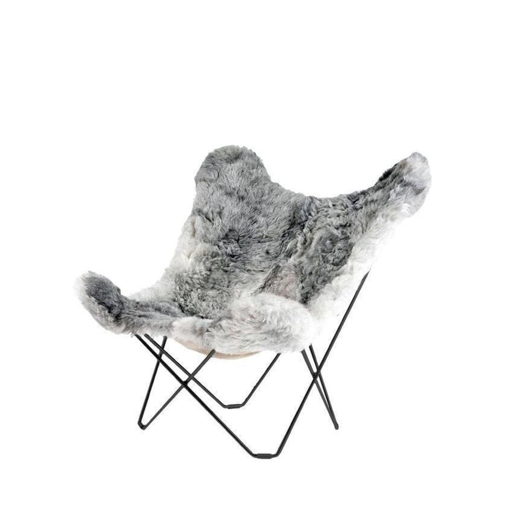 Cuero Iceland Mariposa Butterfly Chair, Shorn Grey/Black