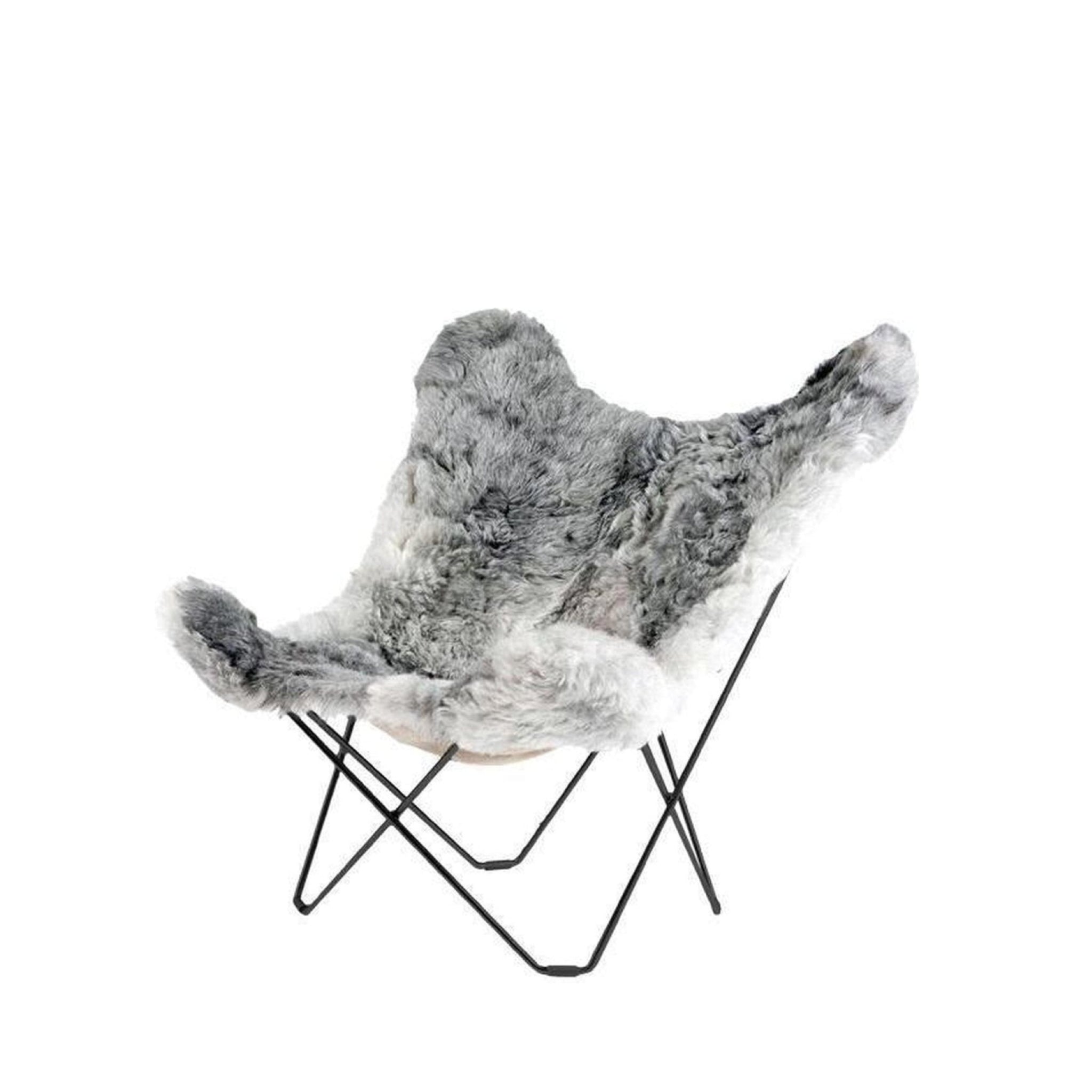 Cuero Iceland Mariposa Butterfly Chair, Shorn Grey/Black