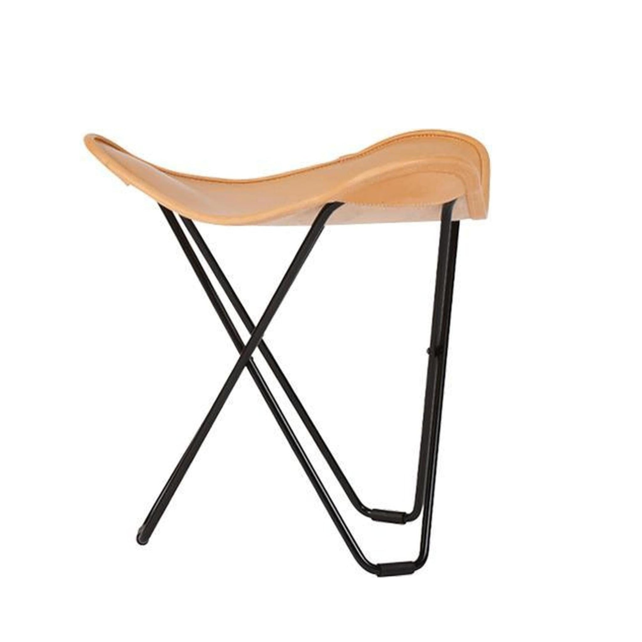 Cuero Pampa Flying Goose Stool, Crude Nature/Black