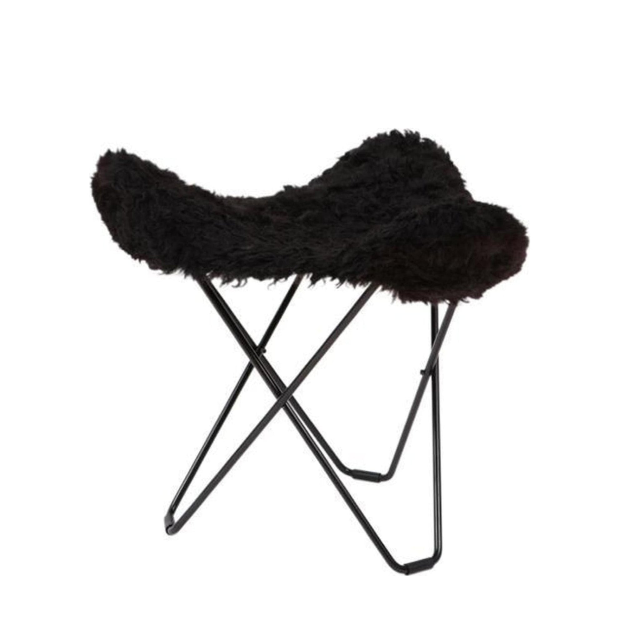 Cuero Iceland Flying Goose Stool, Shorn Black/Black