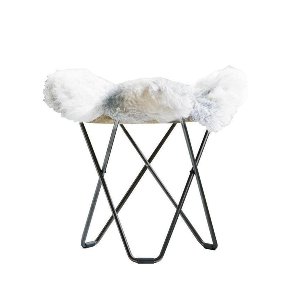 Cuero Iceland Flying Goose Stool, Shorn Grey/Black