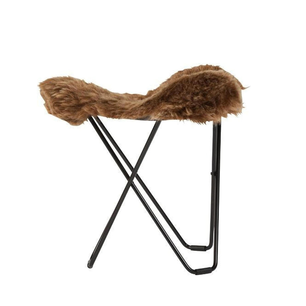 Cuero Iceland Flying Goose Stool, Shorn Brown/Black