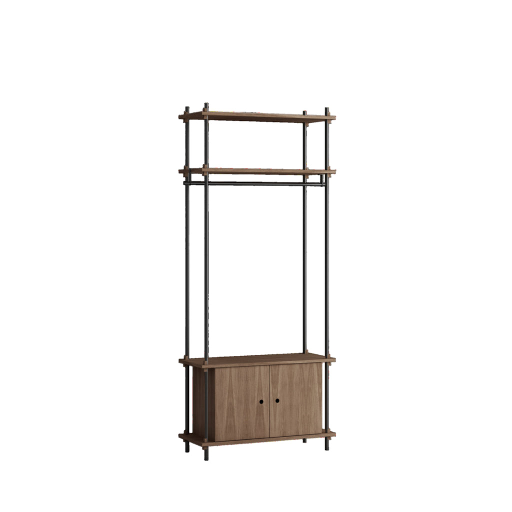Customizable Moebe Shelving System in Smoked Oak & Black - 200cm Height