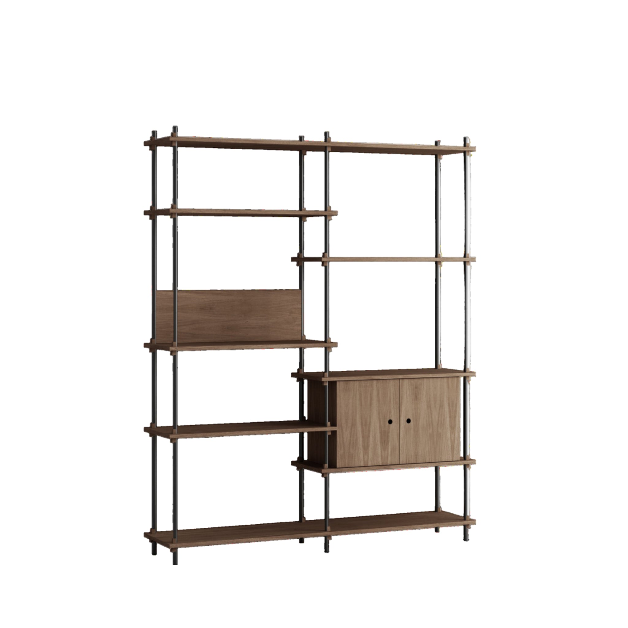 Customizable Moebe Shelving System in Smoked Oak/Black - 200cm Height
