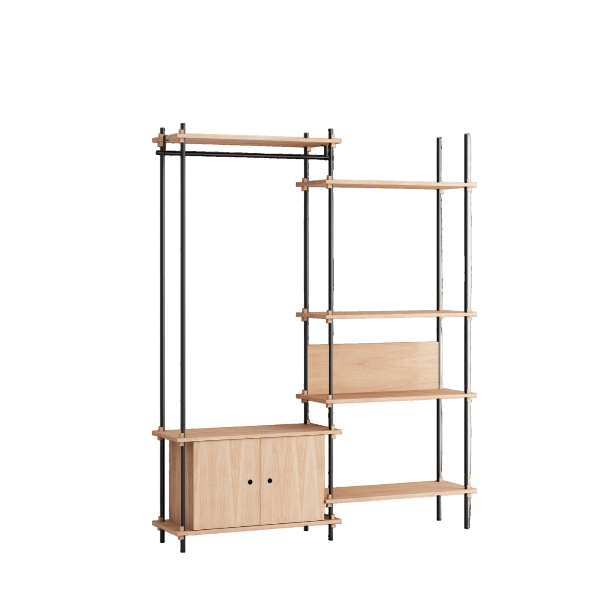 Customizable Moebe Shelving System in Oak/Black - Versatile Home Storage