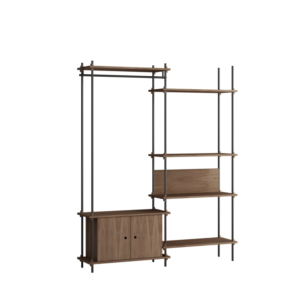 Customizable Moebe Shelving System in Smoked Oak & Black - 200cm Height
