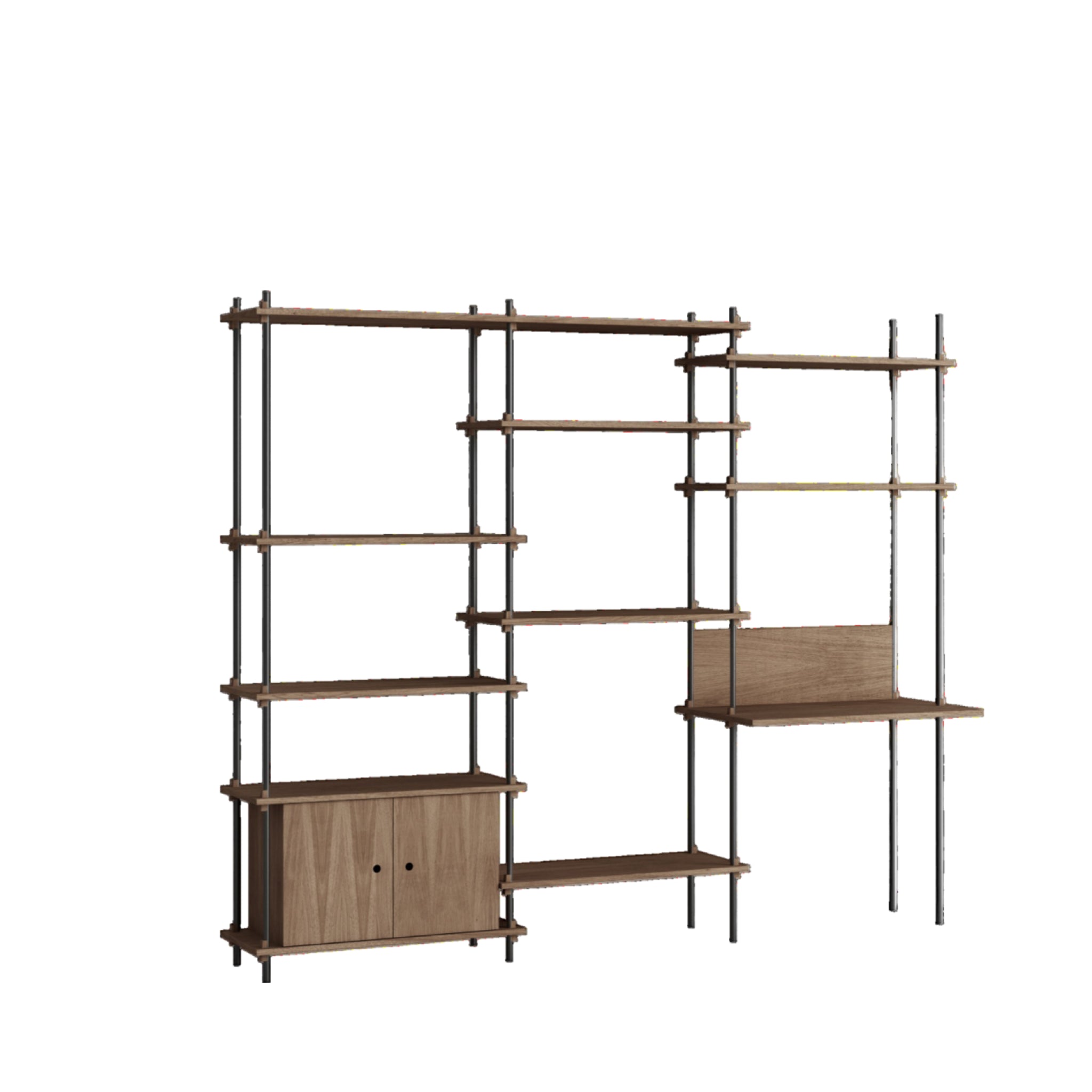 Customizable Moebe Shelving System in Smoked Oak & Black - 240x200 cm
