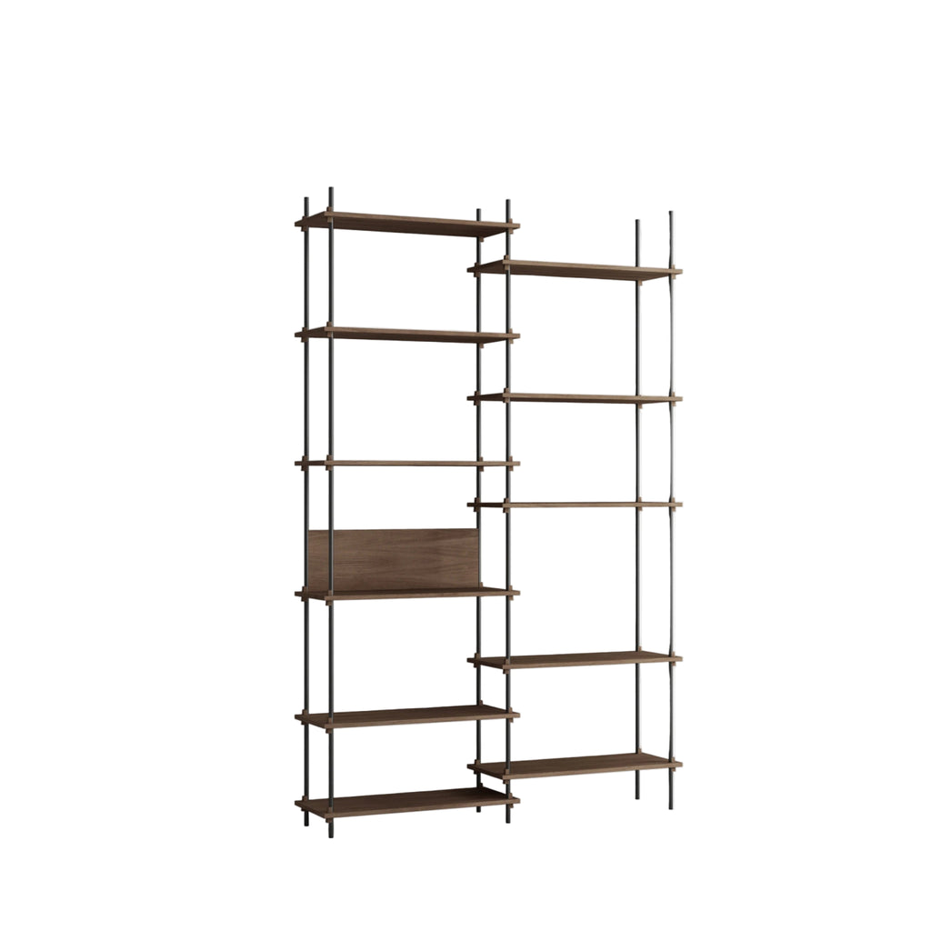 Customizable Moebe Shelving System in Smoked Oak & Black - 255cm Height