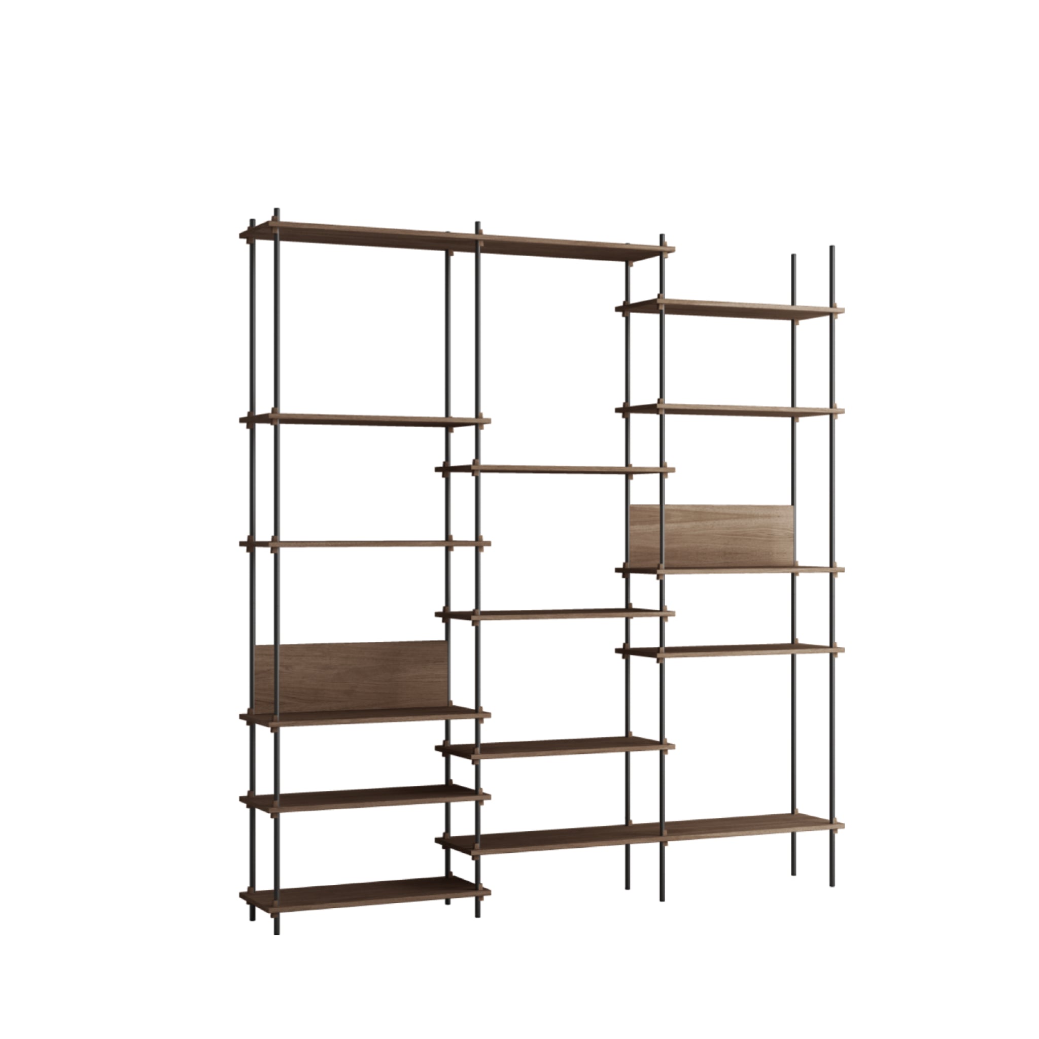 Customizable Moebe Shelving System in Smoked Oak & Black - 255cm High