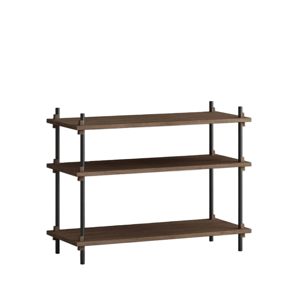Customizable Moebe Shelving System in Smoked Oak & Black - 65x86x35 cm