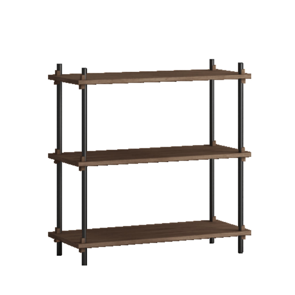 Customizable Moebe Shelving System in Smoked Oak & Black - 85cm Height