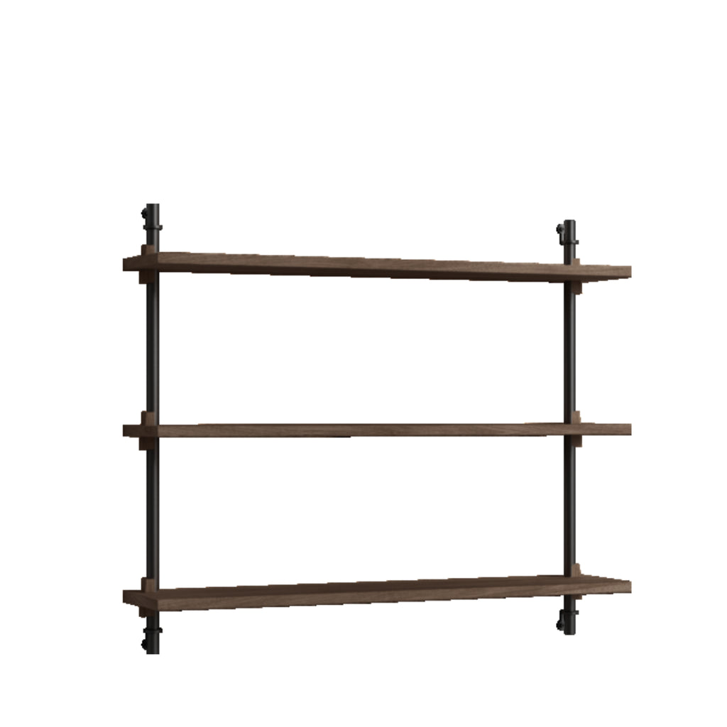 Versatile Moebe Wall Shelving in Smoked Oak & Black for Any Room