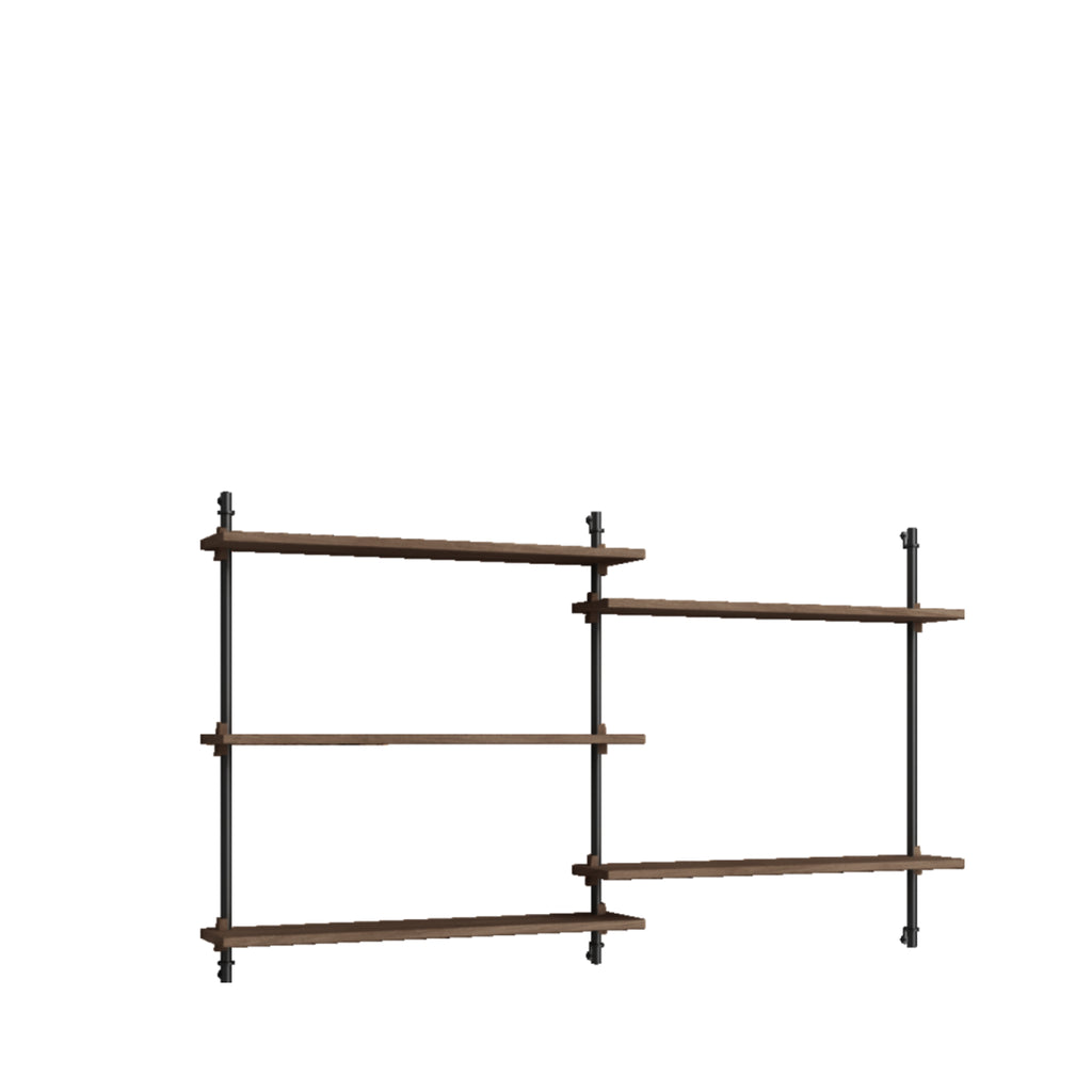 Versatile Moebe Wall Shelving WS.85.2 in Smoked Oak & Black for Any Room