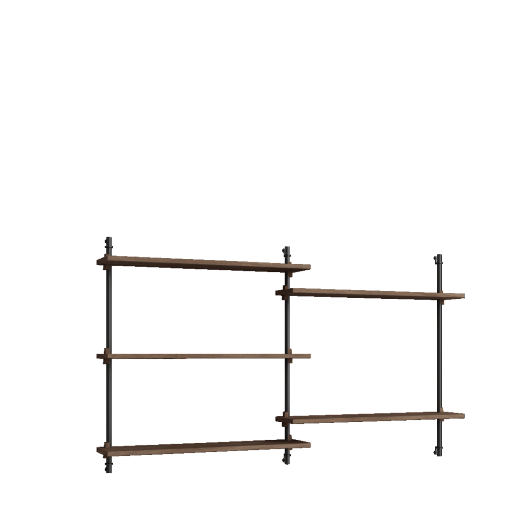 Versatile Moebe Wall Shelving WS.85.2 in Smoked Oak & Black for Any Room