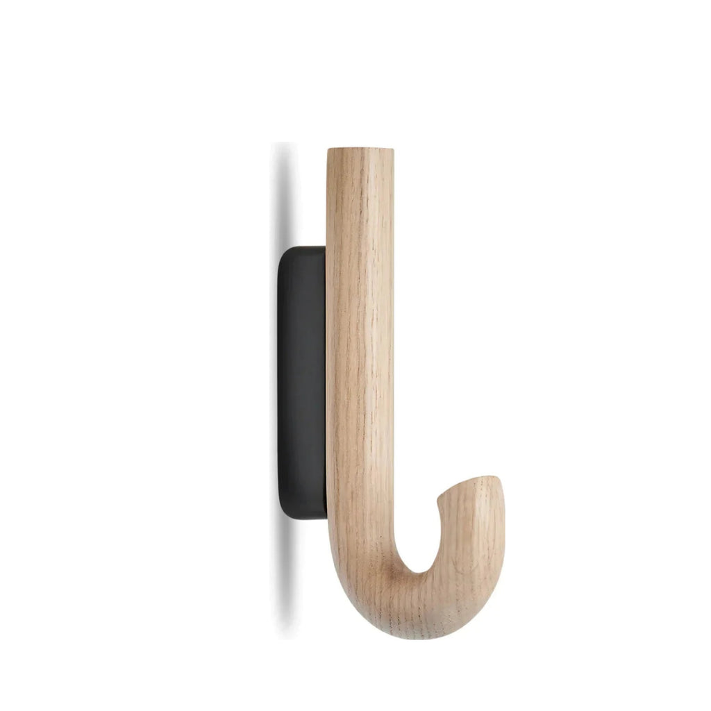 Gejst HOOK Mini Oak/Black Wall Hook — Small Coat & Towel Hanger, Hallway