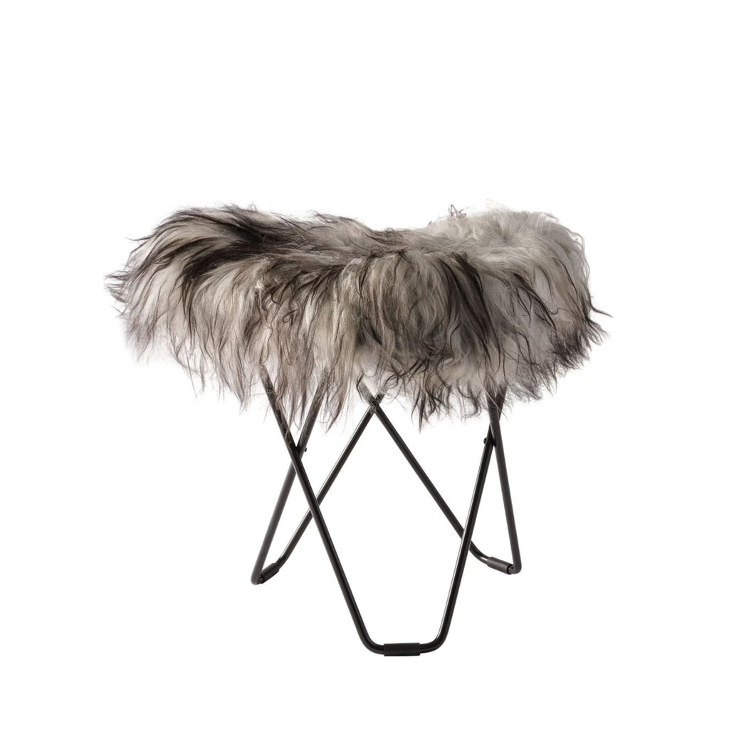 Cuero Iceland Flying Goose Stool, Wild Grey/Black