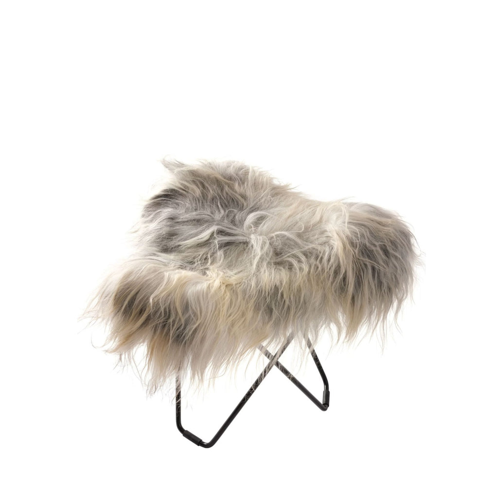 Cuero Iceland Flying Goose Stool, Wild Grey/Black
