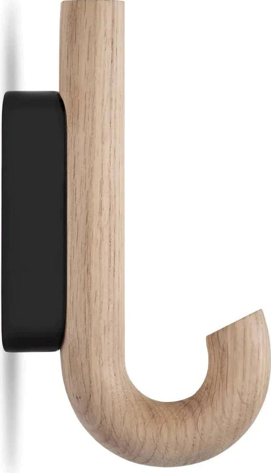 Gejst Hook Mini Oak/black Wall Hook — Small Coat & Towel Hanger, Hallway