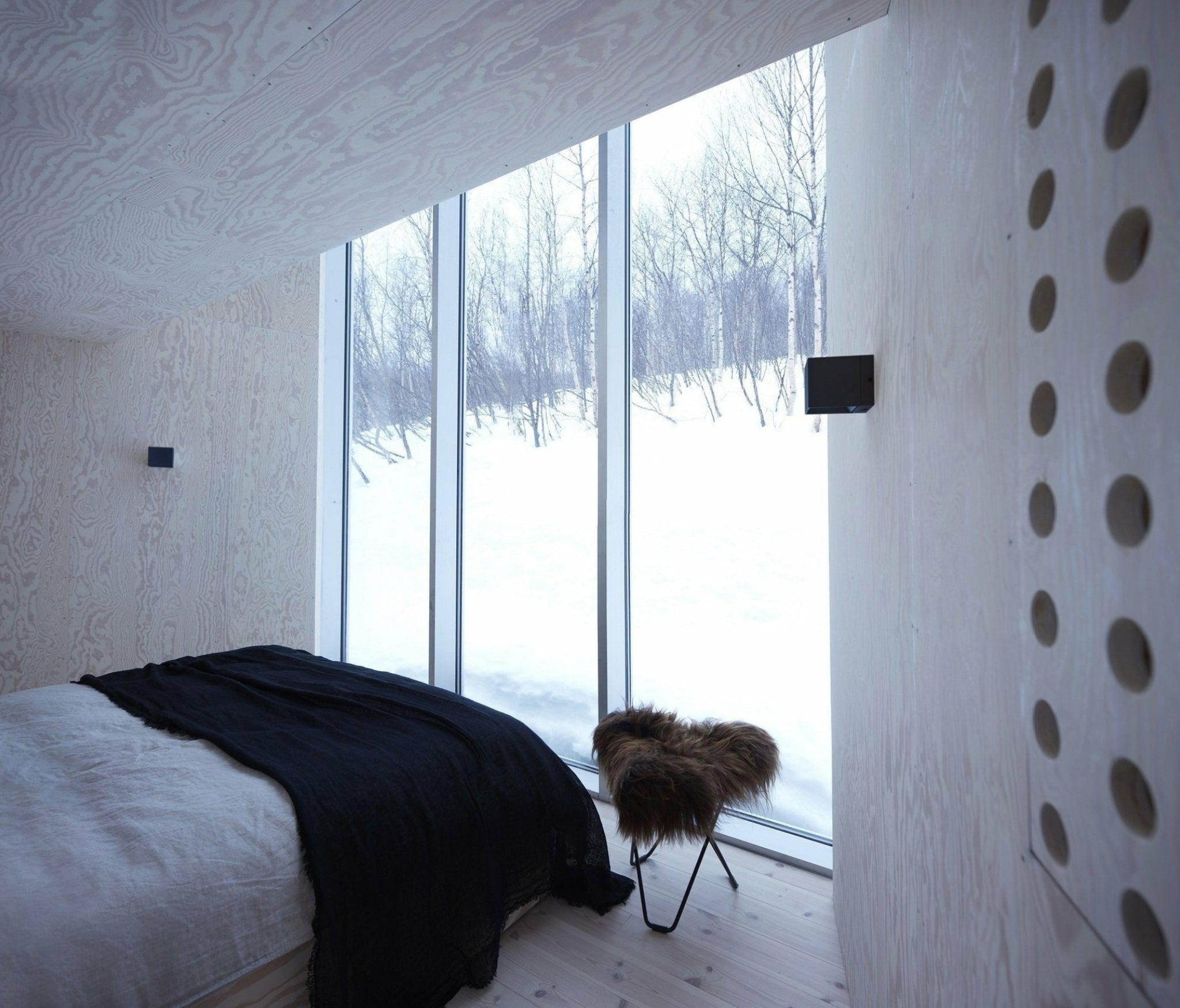 Cuero Iceland Flying Goose Stool, Shorn Brown/Black