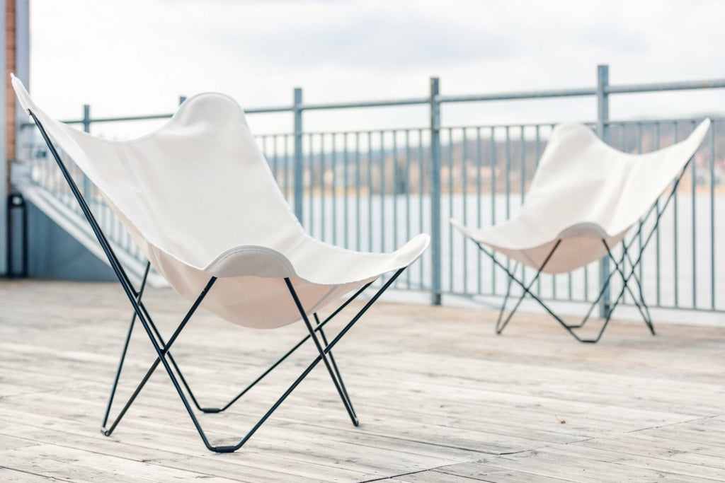 Cuero Sunshine Mariposa Butterfly Chair, Oyster/Black