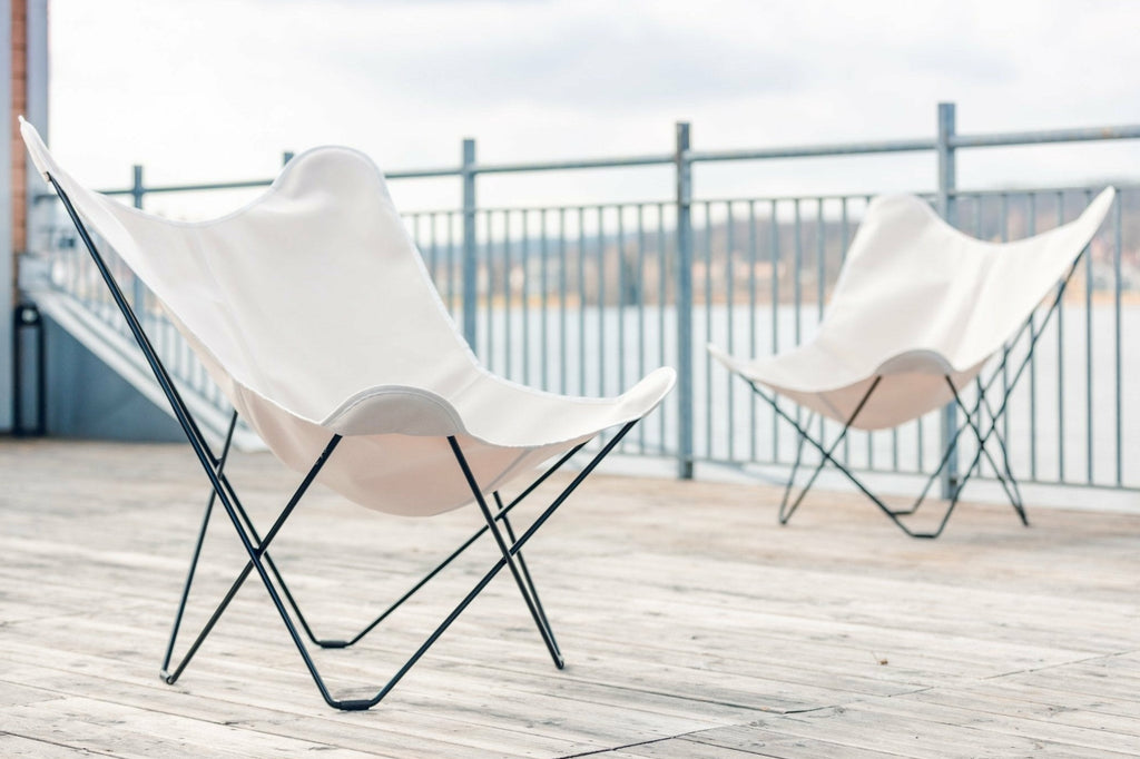 Cuero Sunshine Mariposa Butterfly Chair, Oyster/Black