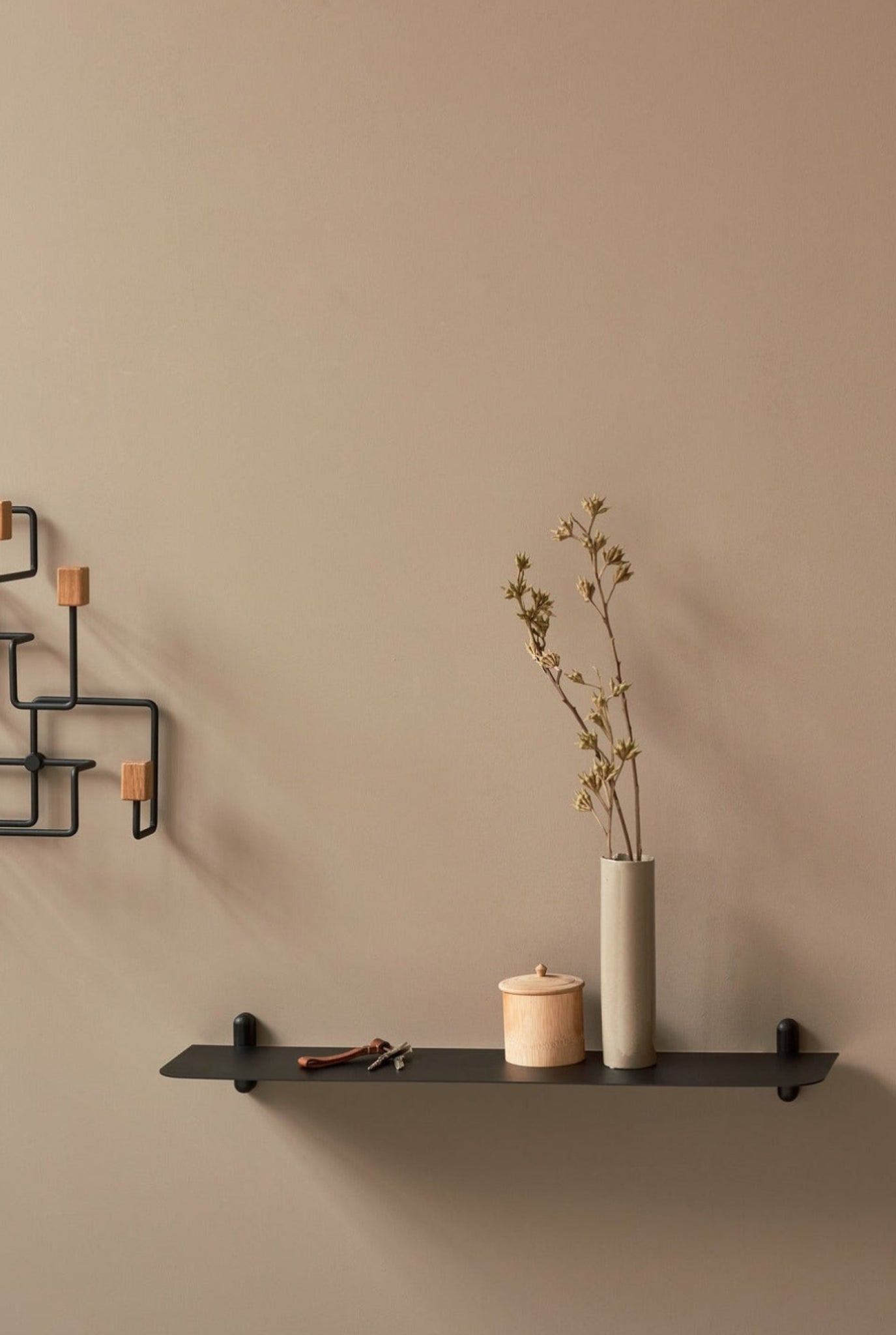 Gejst Nivo G Minimalist Wall Shelf - Black Ash/black, 80×64×15 Cm