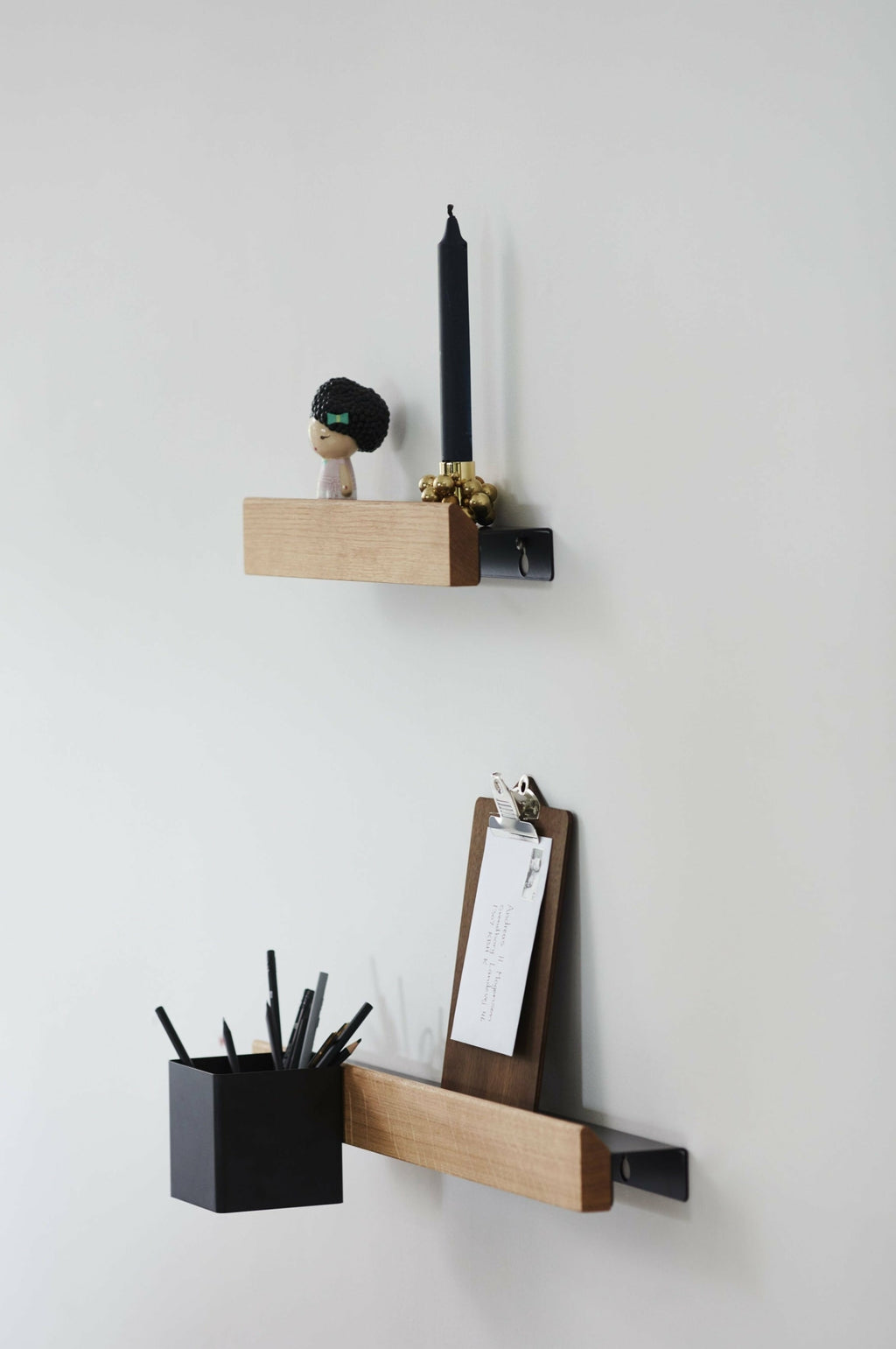 Gejst FLEX Rail 60cm Oak/Black - Magnetic Modular Wall Rail with Hooks