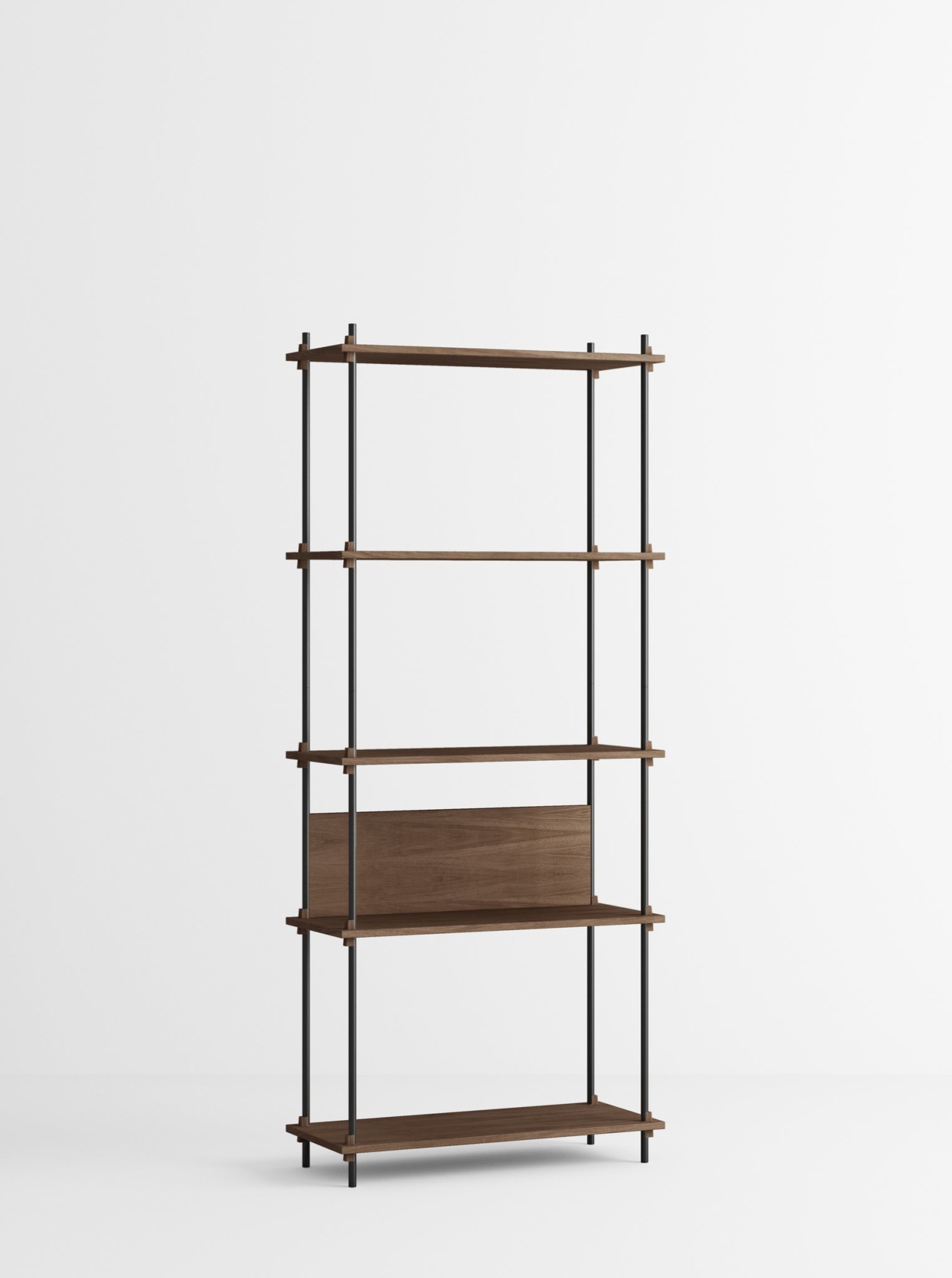 Customizable Moebe Shelving System in Smoked Oak & Black - 200cm Height