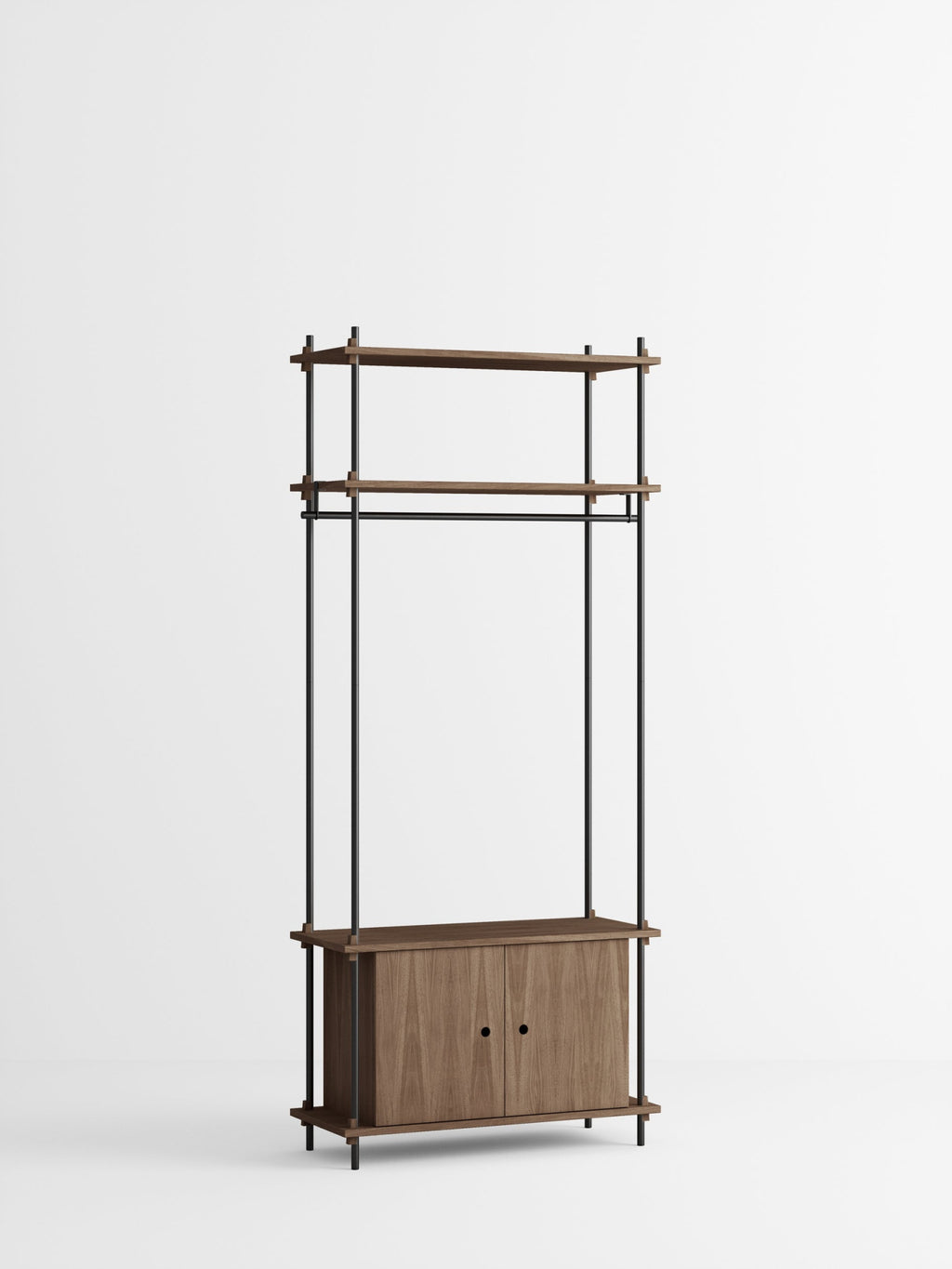 Customizable Moebe Shelving System in Smoked Oak & Black - 200cm Height