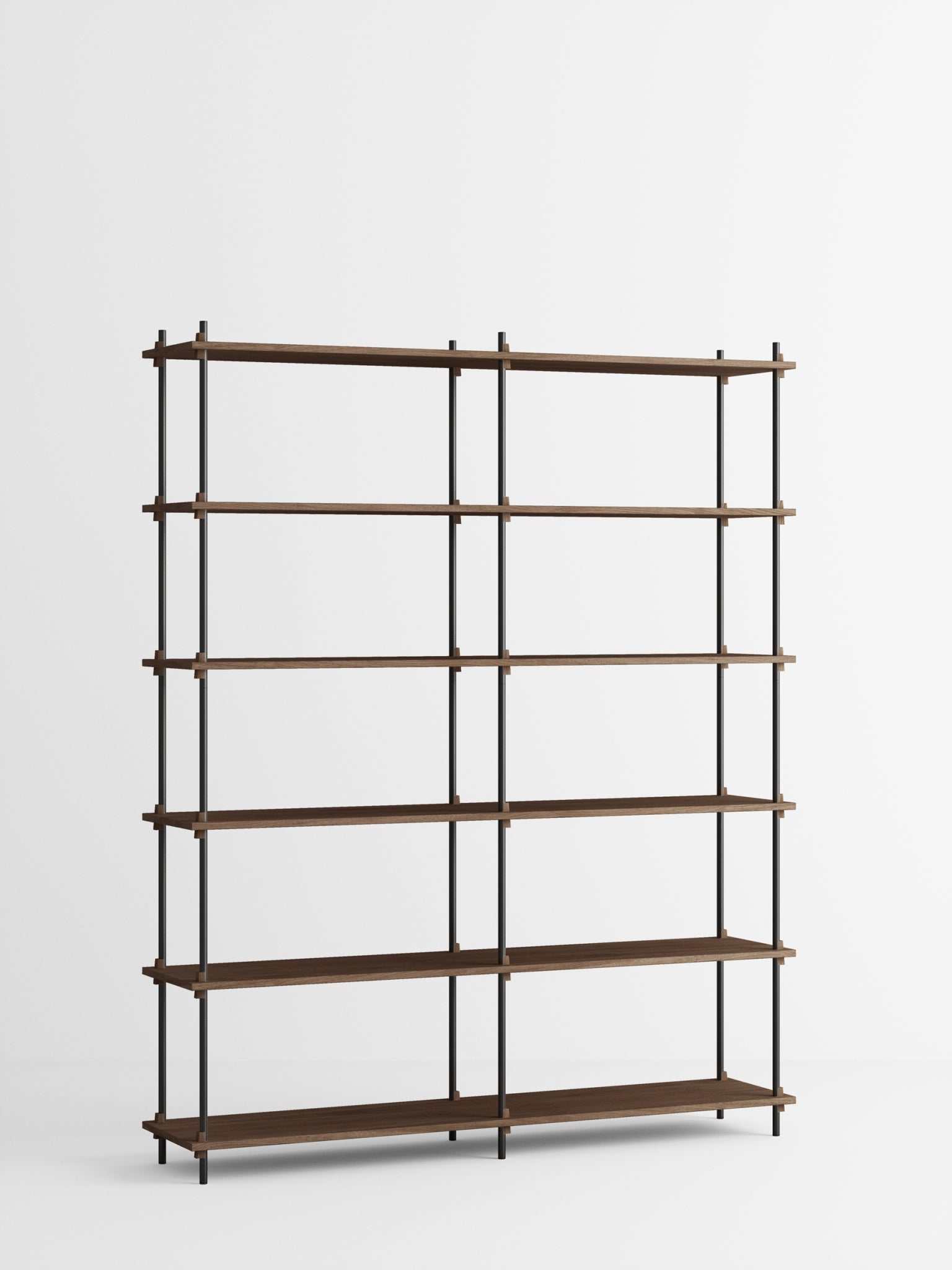 Customizable Moebe Shelving System in Smoked Oak & Black - 200cm Height
