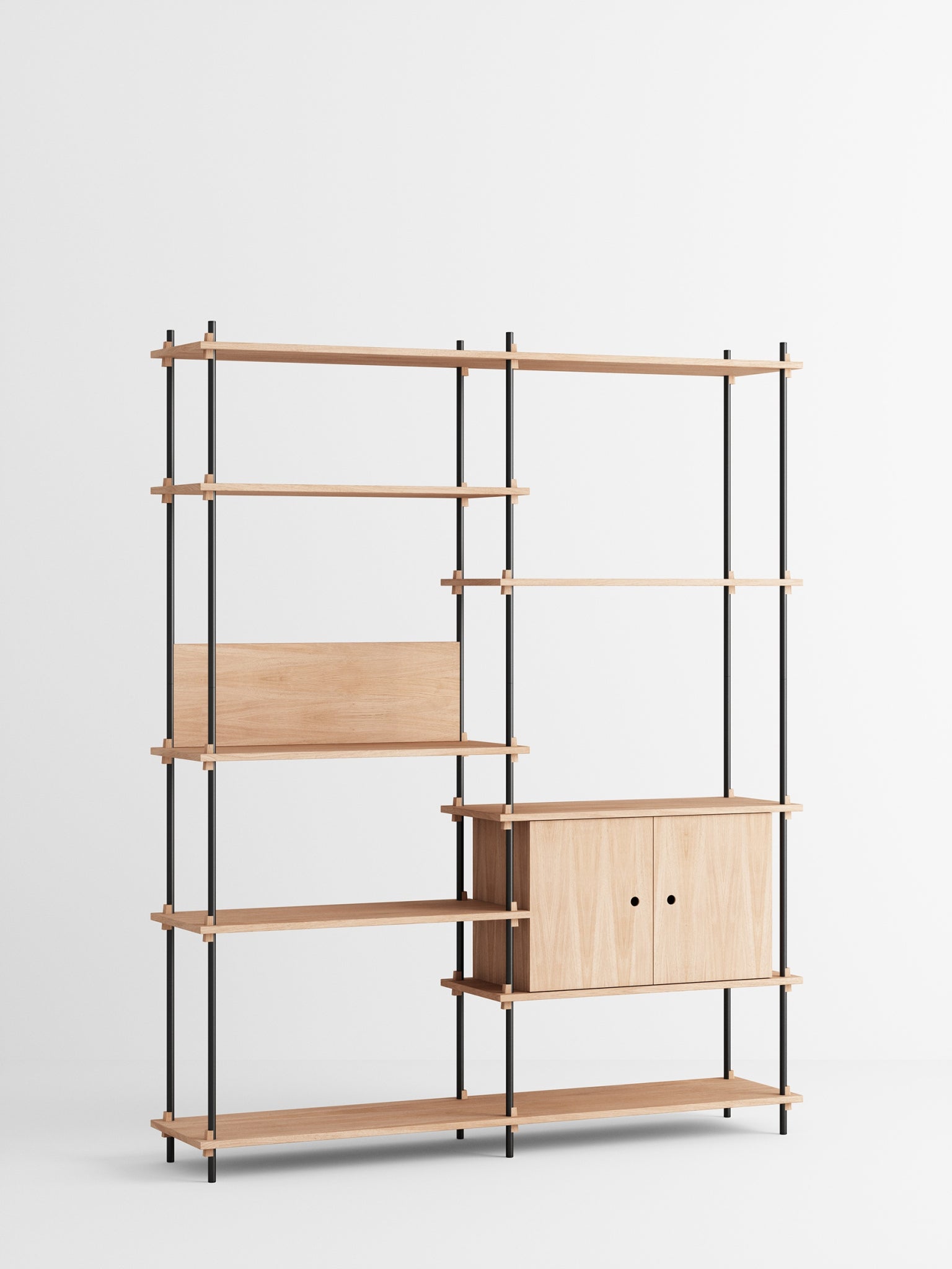 Customizable Moebe Shelving System in Oak/Black - Versatile & Stylish Design