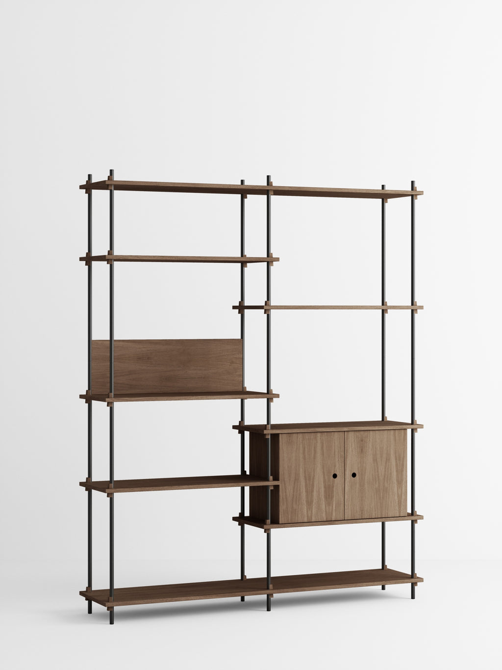 Customizable Moebe Shelving System in Smoked Oak/Black - 200cm Height