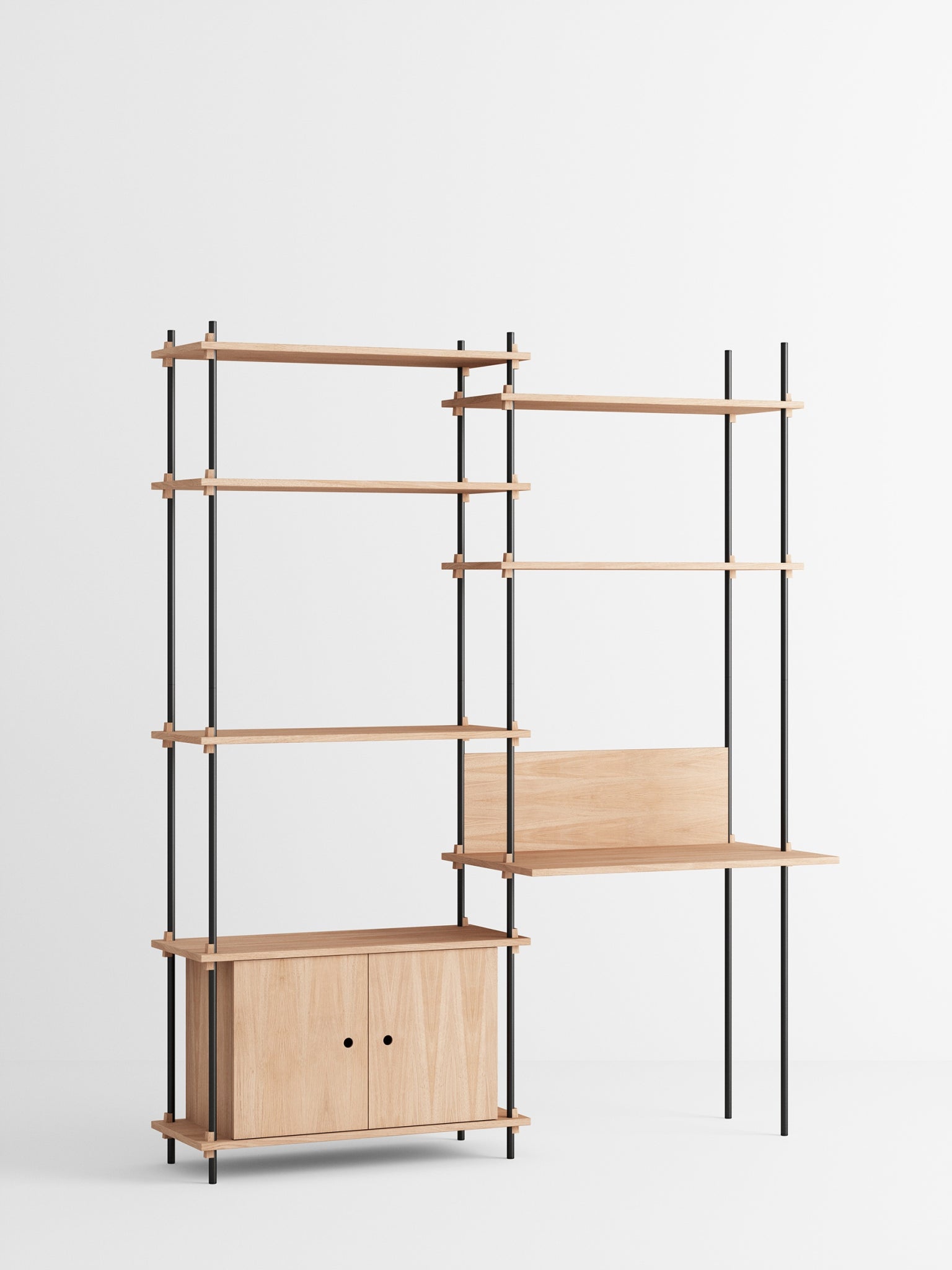 Customizable Moebe Shelving System in Oak/Black - Stylish & Versatile Design
