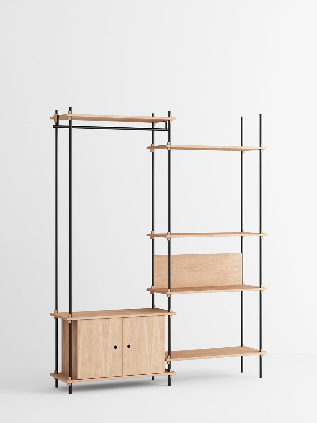 Customizable Moebe Shelving System in Oak/Black - Versatile Home Storage