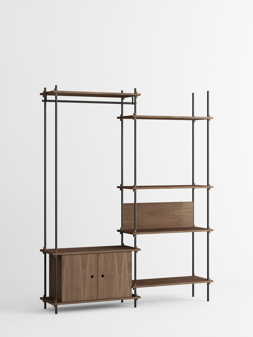 Customizable Moebe Shelving System in Smoked Oak & Black - 200cm Height