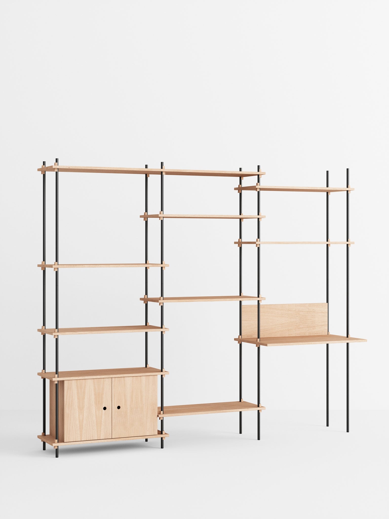 Customizable Moebe Shelving System S.200.3.D in Oak/Black - Versatile Design