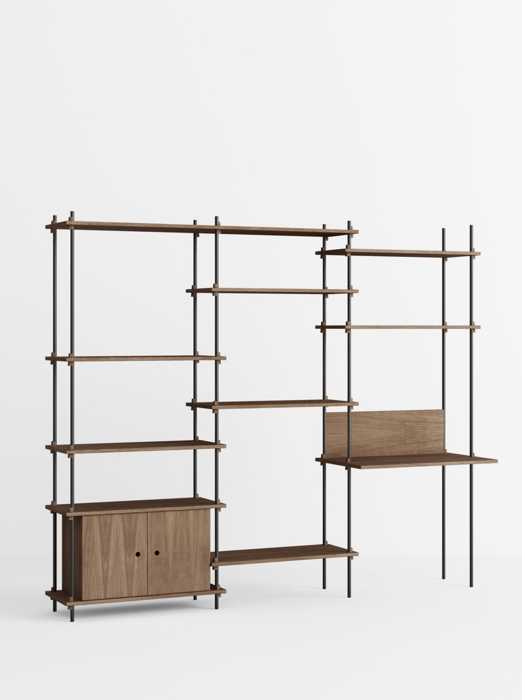 Customizable Moebe Shelving System in Smoked Oak & Black - 240x200 cm