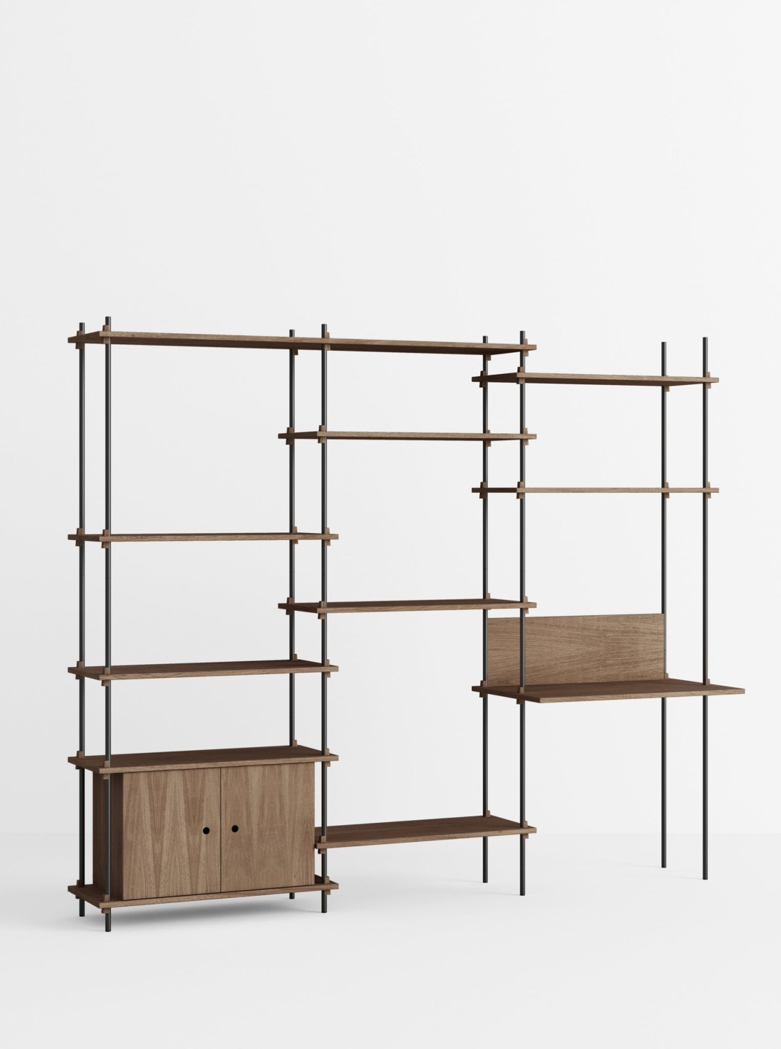 Customizable Moebe Shelving System in Smoked Oak & Black - 240x200 cm