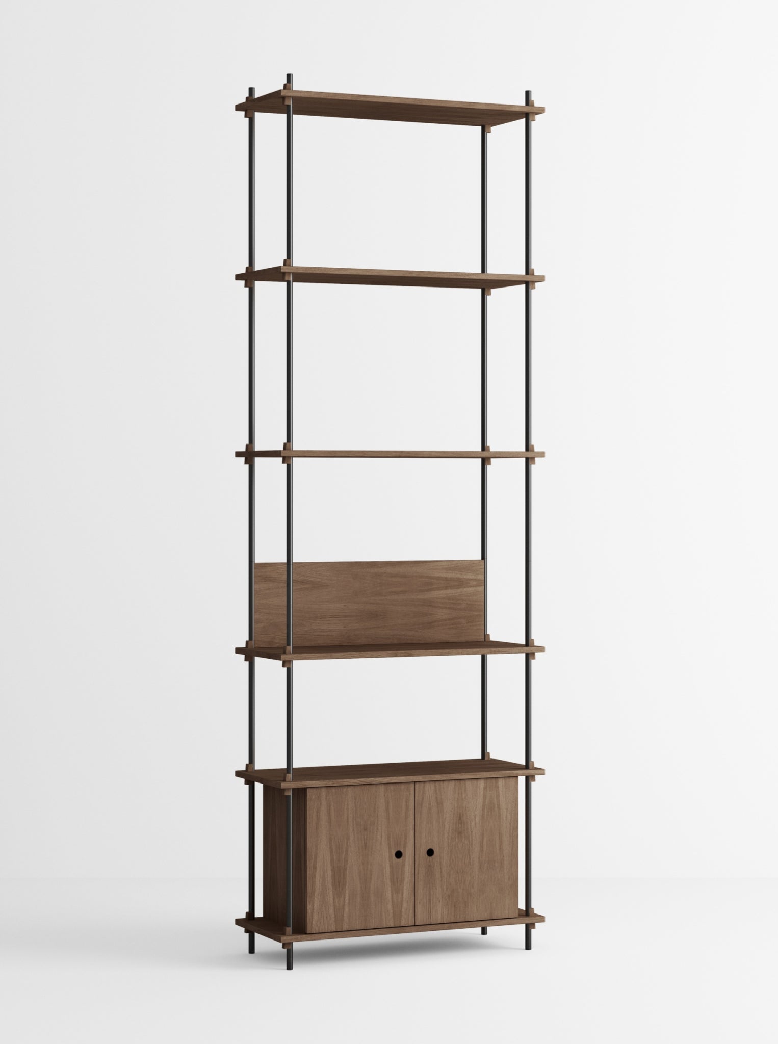 Customizable Moebe Shelving System in Smoked Oak & Black - 255cm Height