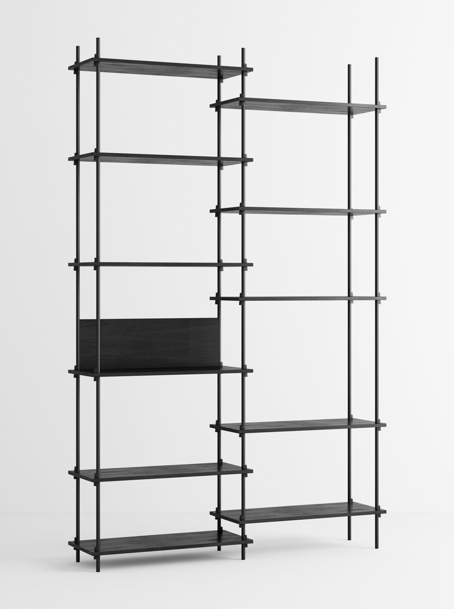 Customizable Moebe Black Shelving System - Versatile Room Divider & Wall Unit