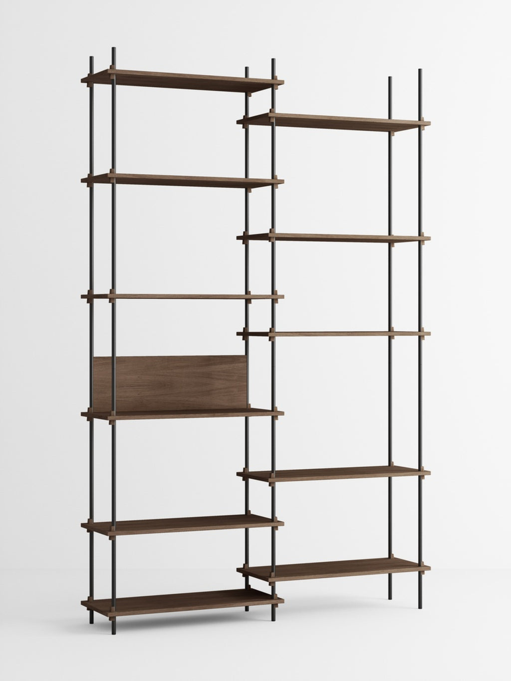Customizable Moebe Shelving System in Smoked Oak & Black - 255cm Height