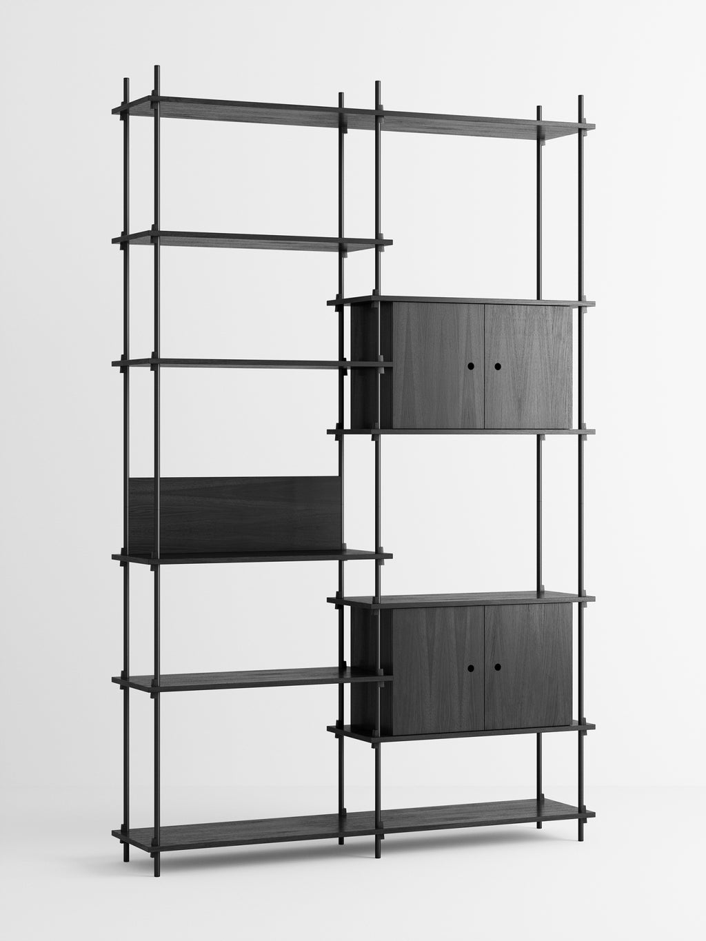 Customizable Moebe Black Shelving System - Versatile Room Divider & Wall Unit
