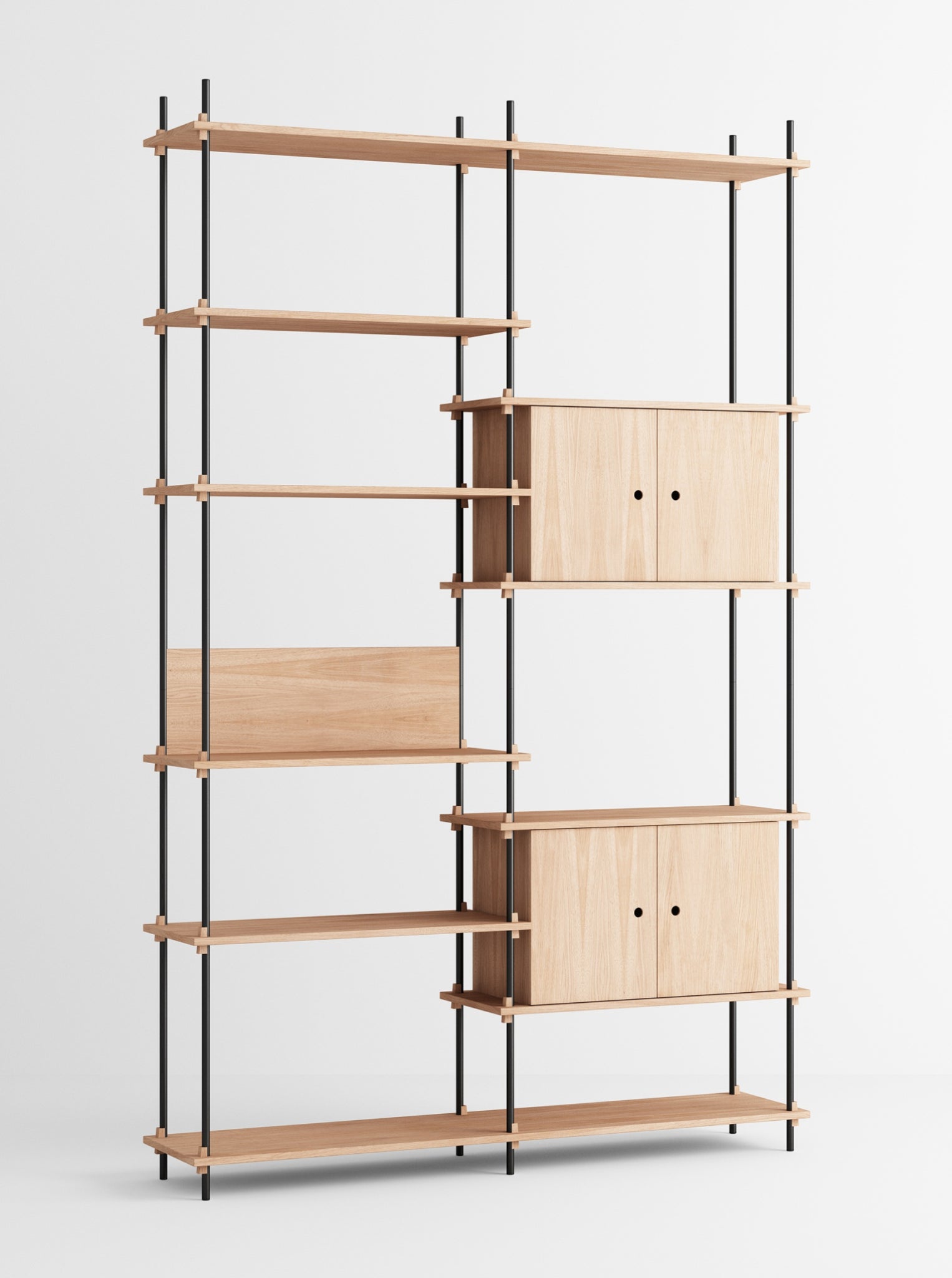 Customizable Moebe Shelving System in Oak/Black - Versatile Home Storage