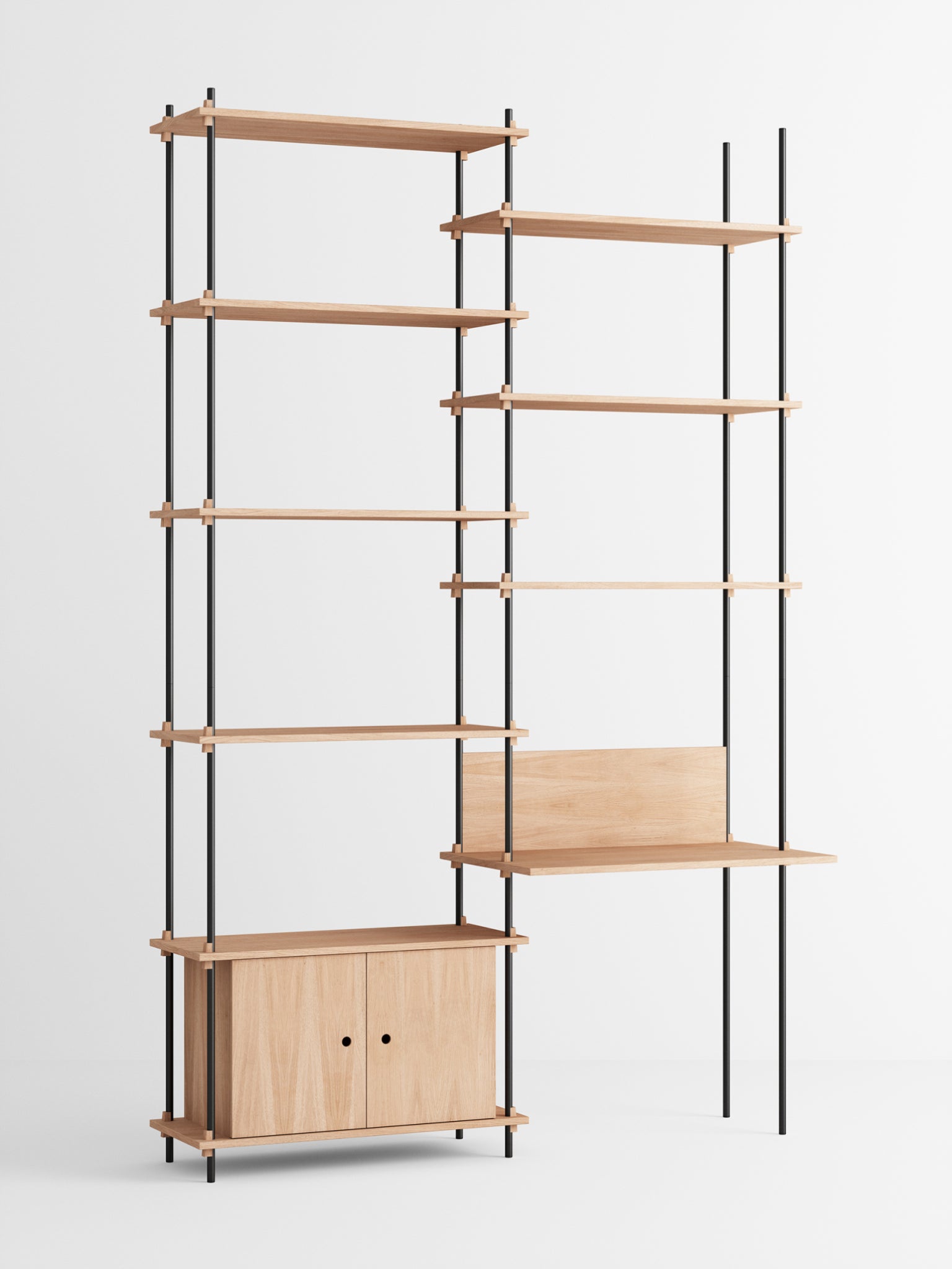 Customizable Moebe Oak/Black Shelving System - Versatile Room Divider