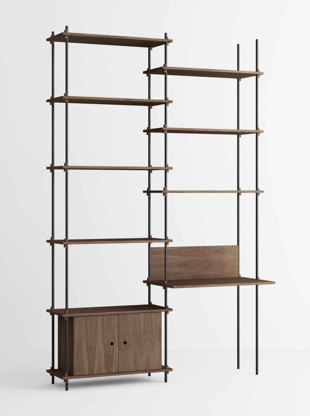 Customizable Moebe Shelving System in Smoked Oak & Black - 255cm High