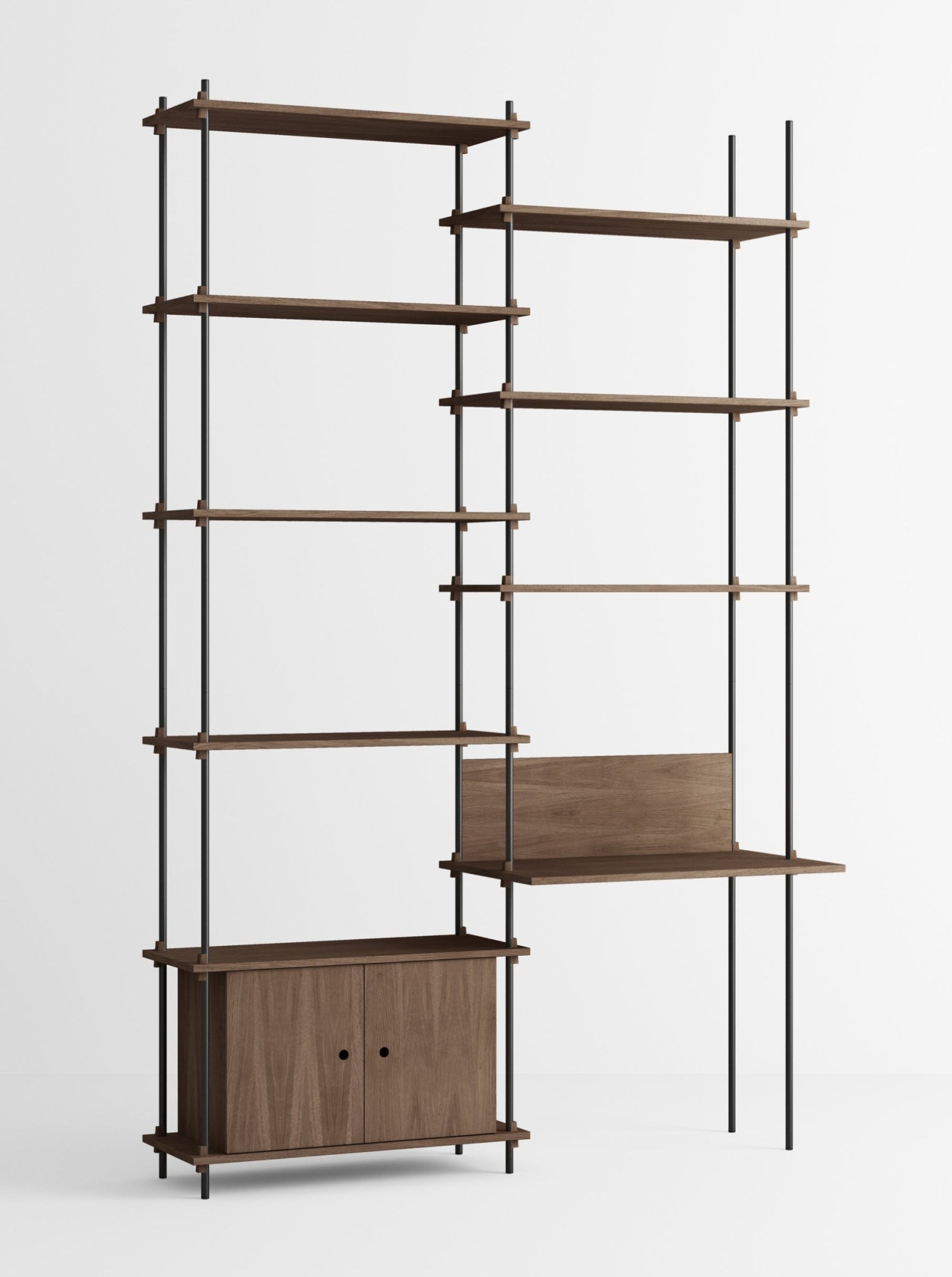 Customizable Moebe Shelving System in Smoked Oak & Black - 255cm High