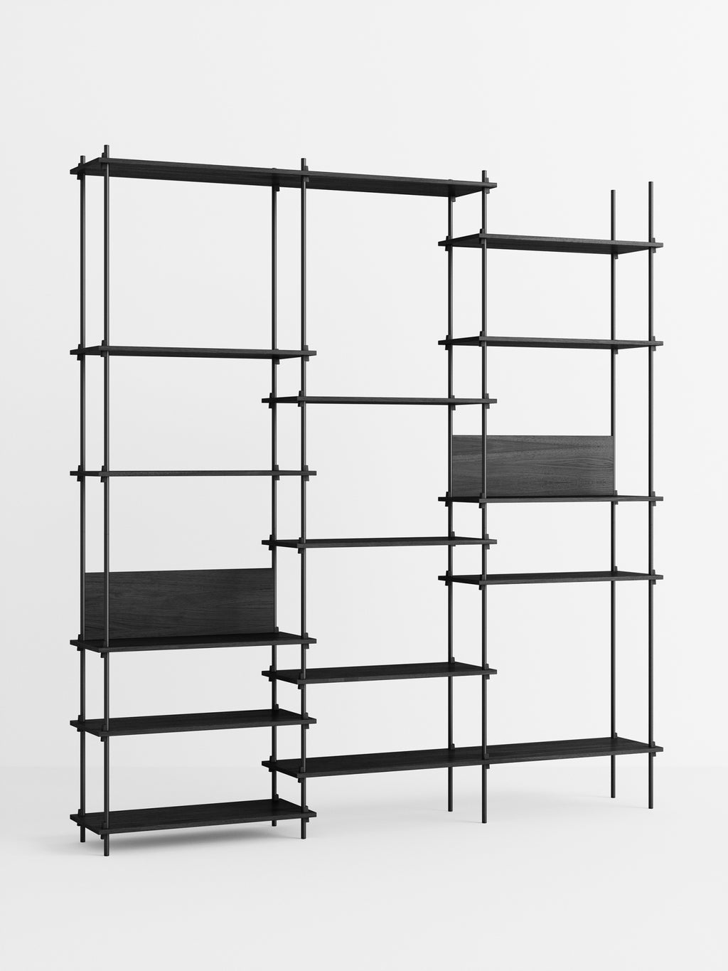 Customizable Moebe Black Shelving System - Versatile Room Divider & Wall Unit