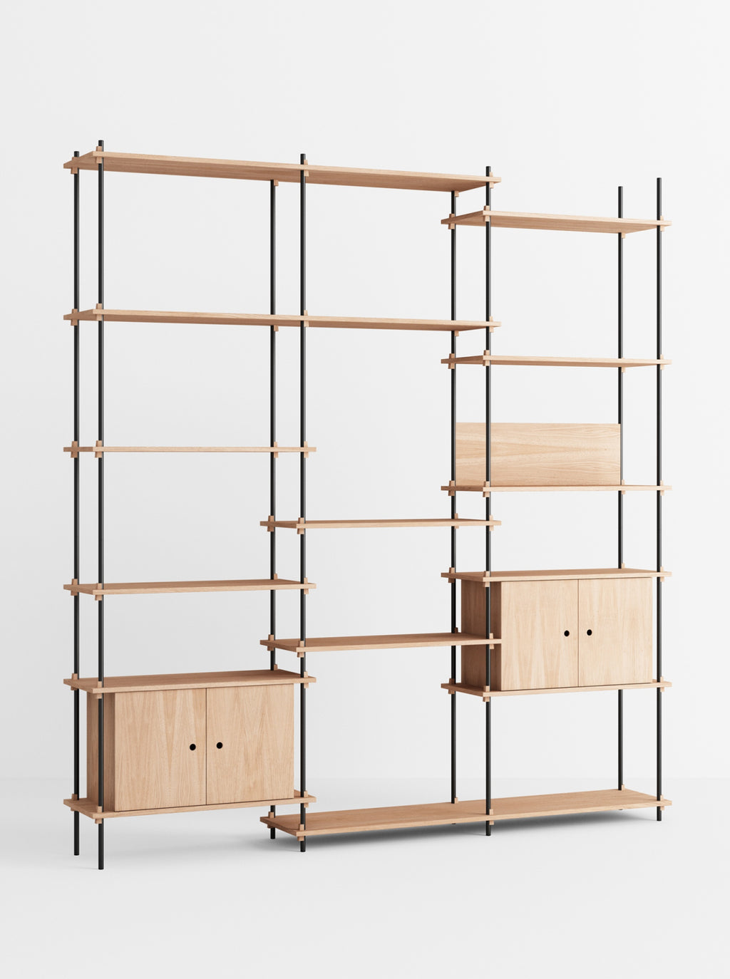 Customizable Moebe Shelving System in Oak/Black - Versatile Home Storage